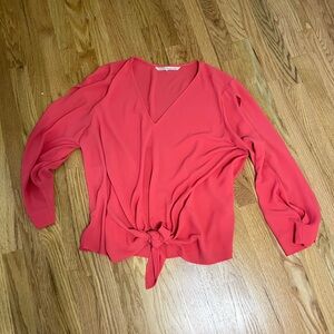 RACHEL Rachel Roy Pink Flutter Sleeve Wrap Blouse